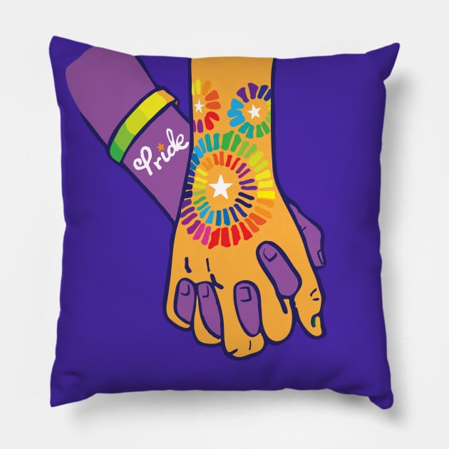 Pride Love Hands Holding Pillow by gentlemanjoan