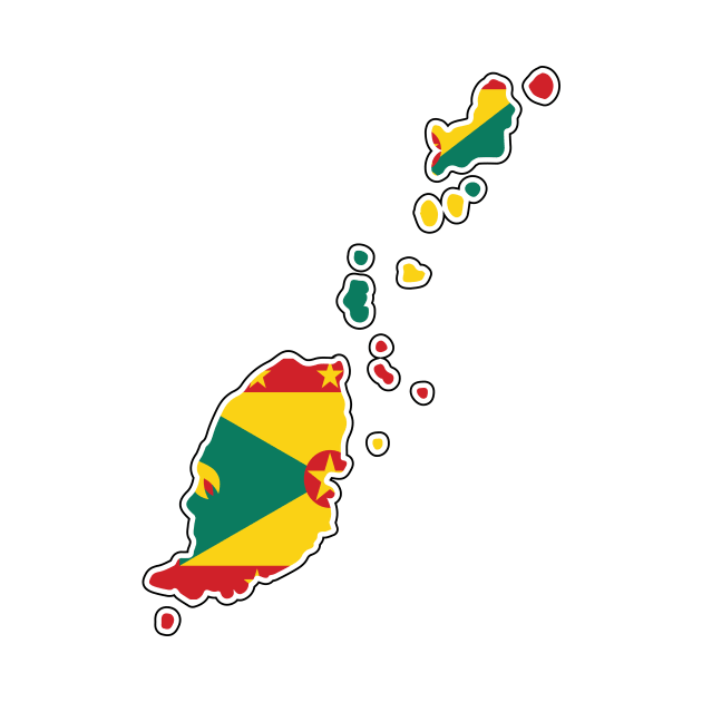 Grenada National Flag and Map by IslandConcepts