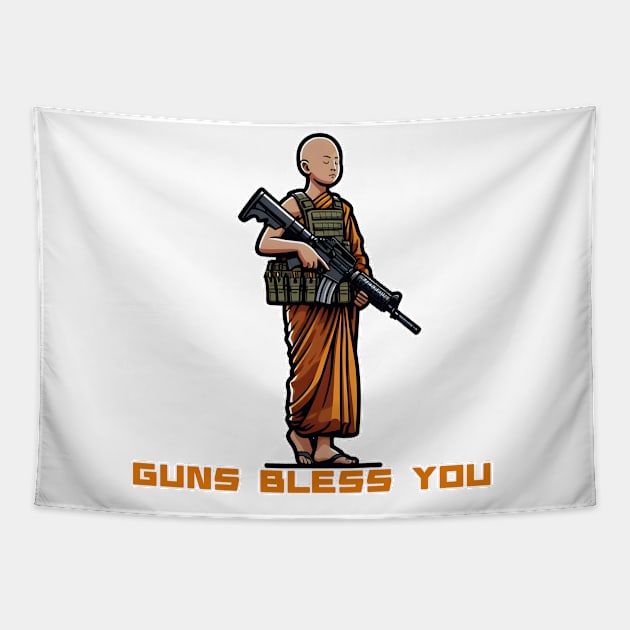 Gun Bless You Tapestry by Rawlifegraphic