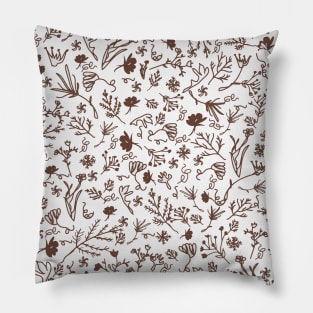 Botanical-Pattern, set, brown, 2, spring, botanic, nature, botanical, floral, flowers, floral-pattern, leaves, plants, minimalist, garden, jungle, leaf, exotic, tropical, flower, boho, cacti, succulent, digital, graphic-design, pattern, Pillow