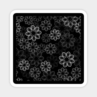 Neon Floral White on Black Magnet