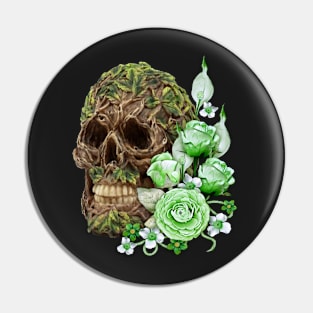 Unique Cool Floral Tree Spirit Skull Pin