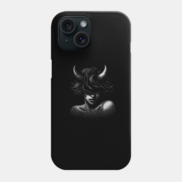 portrait of a demon girl with horns. Phone Case by midnightcanvasart