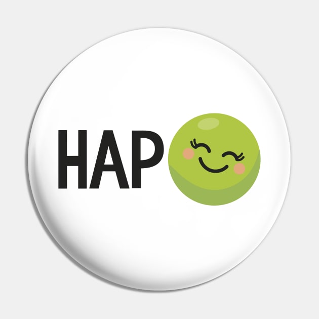 Hap-Pea - Happy Pea Pun Pin by VicEllisArt