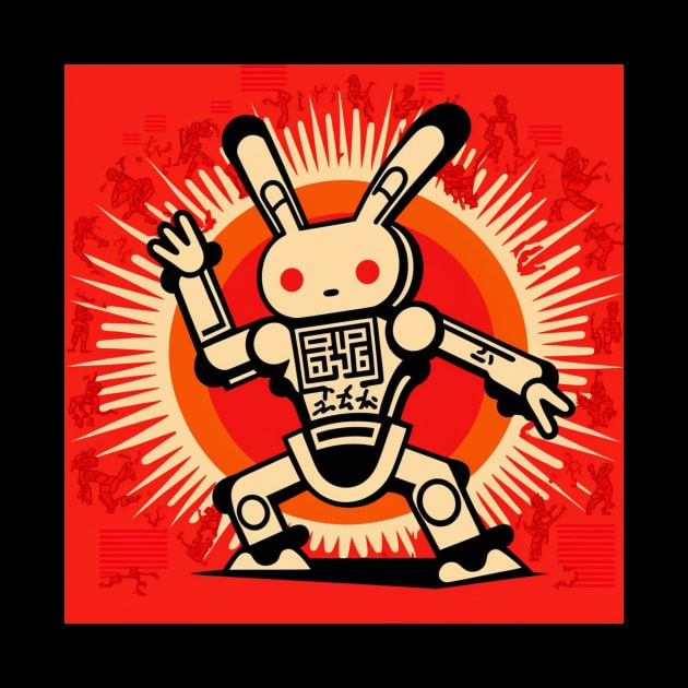 Funny Keiths Harings,Rabbit Robot Dancing by Art ucef