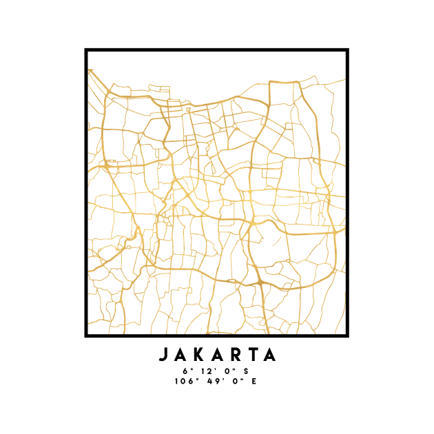 JAKARTA INDONESIA CITY STREET MAP ART by deificusArt