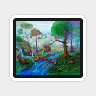 Landscape Forest Digital Art Painting Magnet