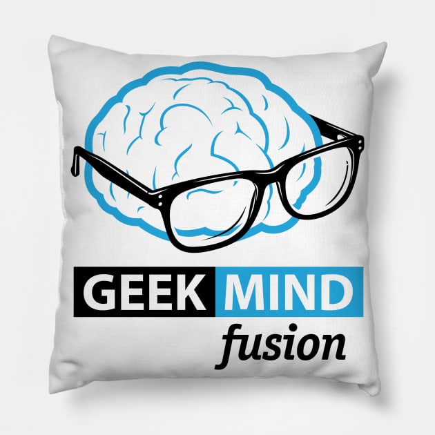 Geek Mind Fusion Brain Logo v 2.0 Pillow by GeekMindFusion