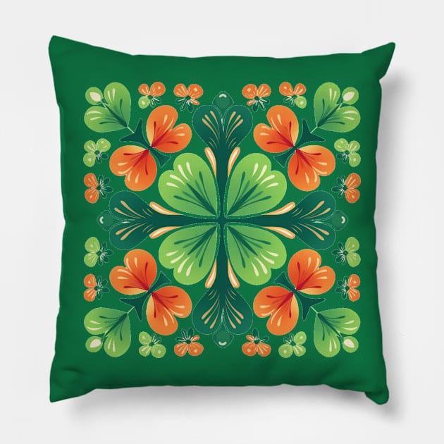 Clover shamrock in St Patricks day Pillow by MilkyBerry