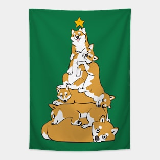 Christmas Tree Shiba Inu Tapestry