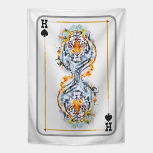 Tiger Head King of Spades Playing Card Tapestry