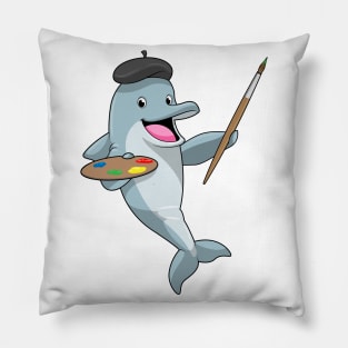 Dolphin as Painter with Paint brush & Colour Pillow