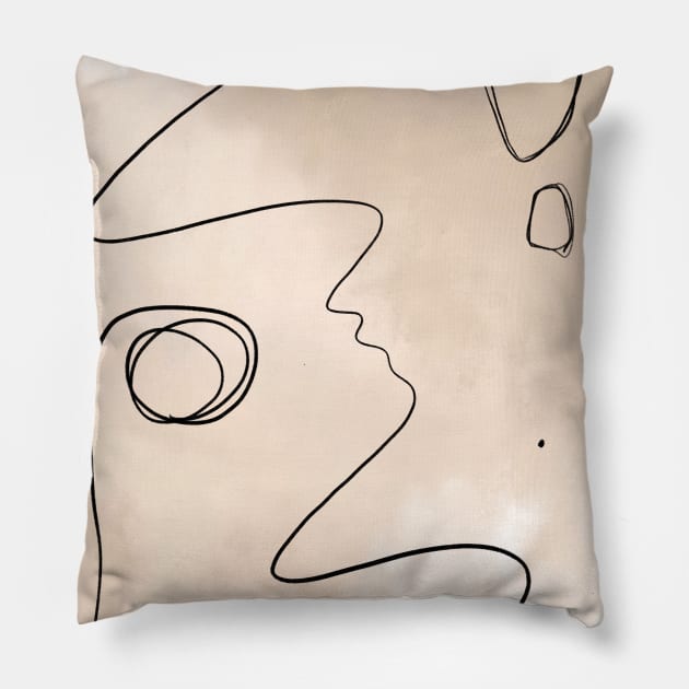 Scandinavian abstract line art Pillow by Trippycollage
