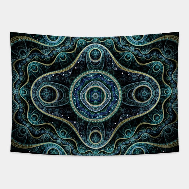 Mystical Grand Royal Julian Fractal Mandala Art Tapestry by CatyArte