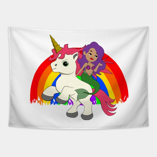 Mermaid and Unicorn Dreamteam Tapestry by ro83land