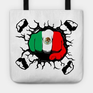 Mexico Mexican Fist Punch Break Wall Flag Country World Nation Map Sign Symbol , White Woman Tells Latinx Woman , 'Go Back to Mexico' | , go back to mexico shirt Tote