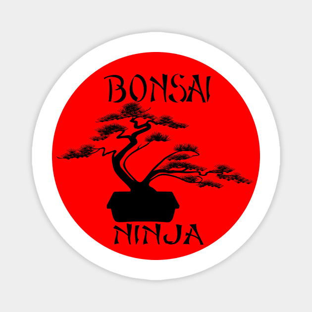 Lettering 'BONSAI NINJA' with bonsai tree Magnet by ThreeOClock
