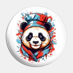 Cute panda chef. Portrait. Pin