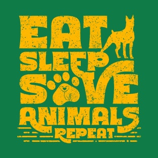 Eat Sleep save animals Repeat pet paw T-Shirt