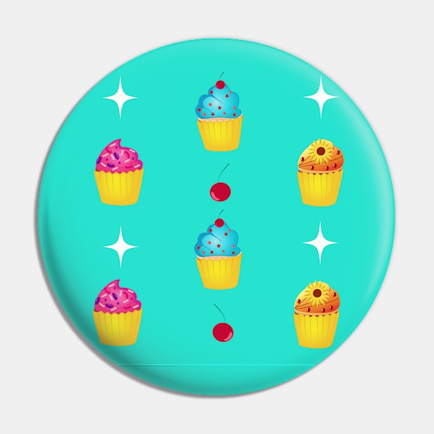 Cupcakes and Cherries Pattern Pin by Fad-Artwork