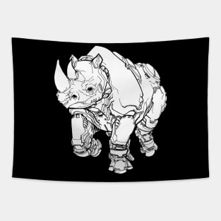 Rhino Mech (white shape) Tapestry