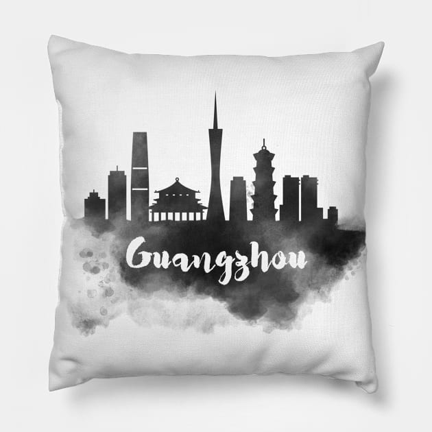 Guangzhou watercolor Pillow by kursatunsal