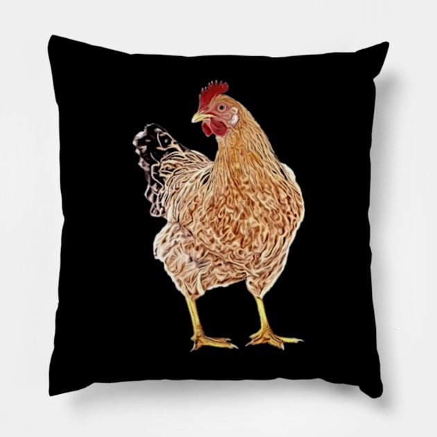 Easter Egger Chicken Rooster Watercolor Painting Pillow by TheRelaxedWolf