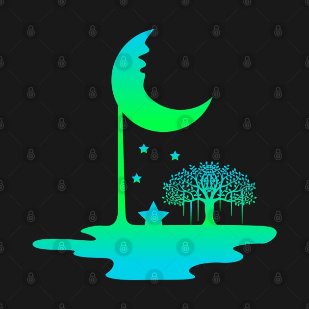 Melting Moon at Night by RJ-Creative Art