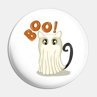 Cute ghost cat cartoon Pin