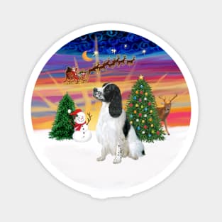 Santa's Sunset Take Off Featuring an English Springer Spaniel Magnet