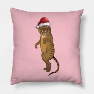 funny cat posing for Christmas cat person gift Pillow