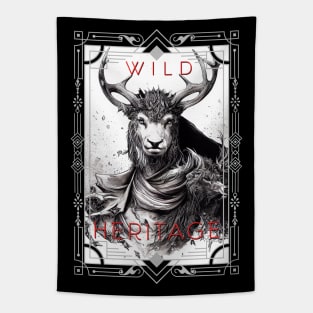 Stag Deer Wild Nature Illustration Line Epic Illustration Line Art Tapestry