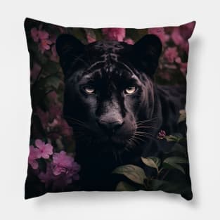 Pink Floral Panther Pillow