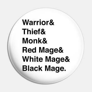 Final Fantasy Warriors Of Light List (Black Text) Pin