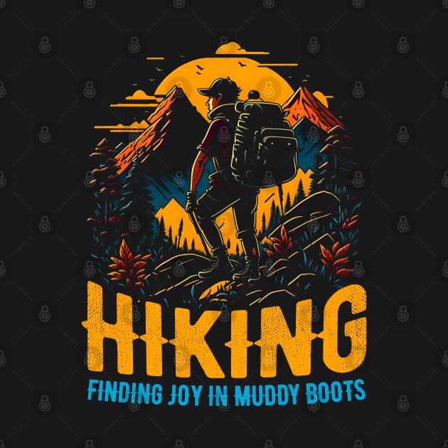 Hiking: Finding joy in muddy boots funny by T-shirt US