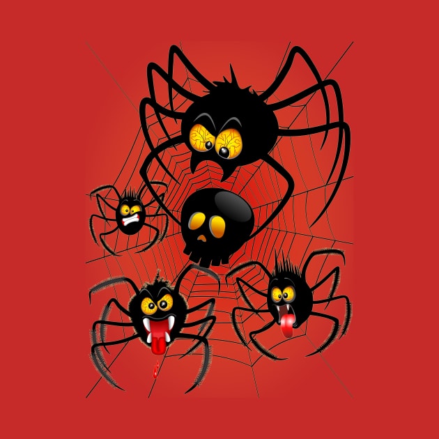 Halloween Spiders Cartoon by BluedarkArt