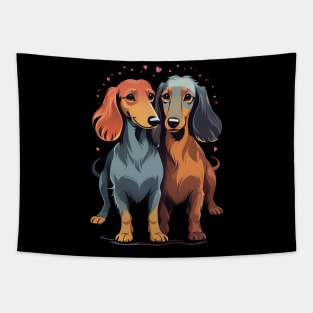 Long Haired Dachshund Love Valentine Dayes Tapestry