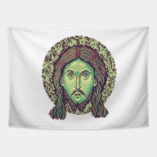 Icon of Christ 16bit - Pixel Art Rex Tapestry