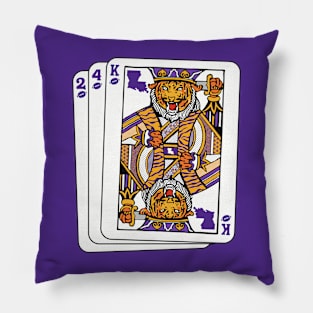 2024 Louisiana Tiger King Playing Card // Awesome King Tiger Purple and Gold Pillow