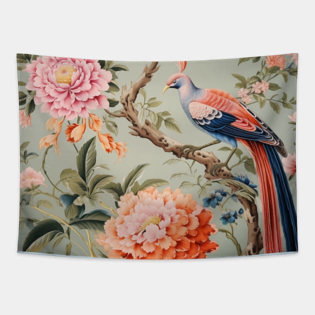 Coastal Chinoiserie III Tapestry by hamptonstyle