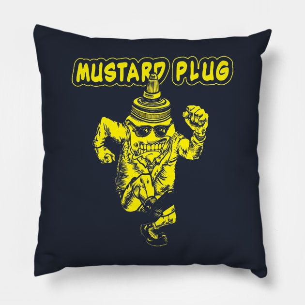 mustard plug rude Pillow by PrettyNeat Patterns