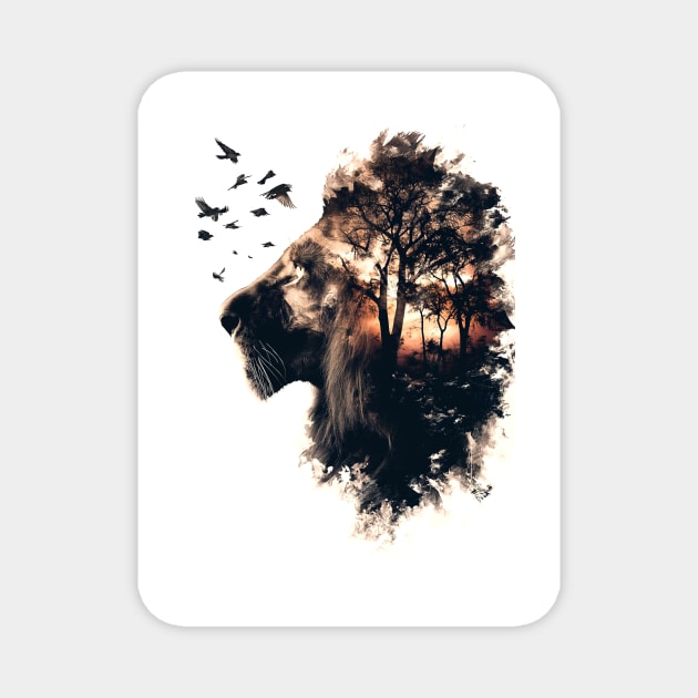 Lion Double Exposure Magnet by Durro