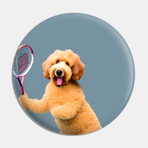 Golden Doodle Tennis Pro Pin by Bee's Pickled Art