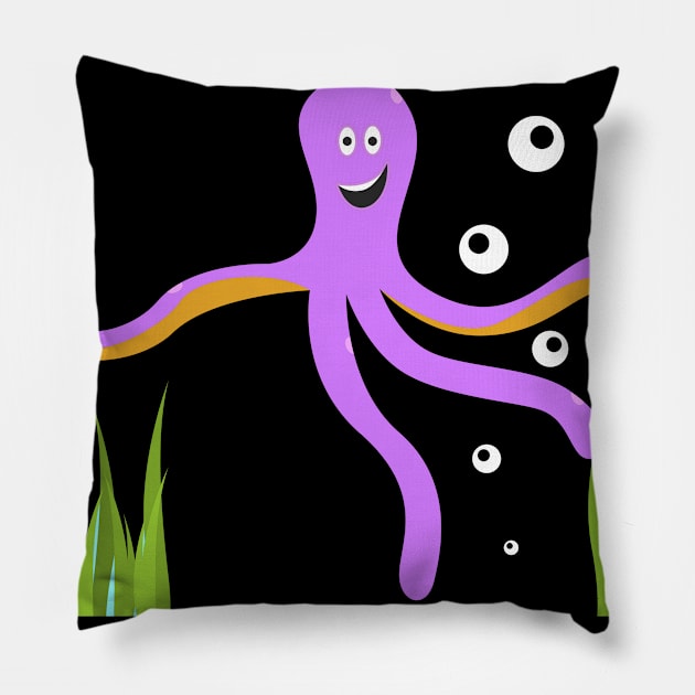 Squid Purple Pillow by Dheograft