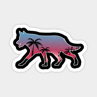 Wolf Beautiful Sunset Beach Palm Tree Magnet