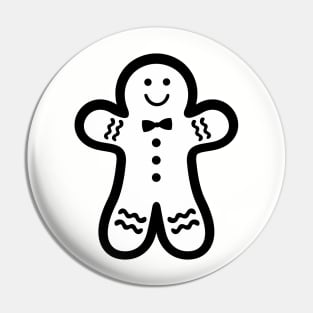 Gingerbread Man (black & white) Pin