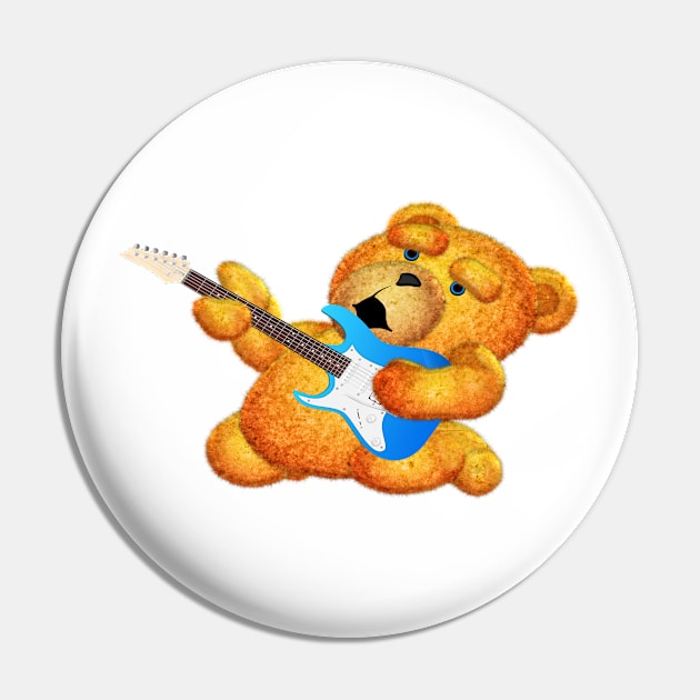 Lazzy Teddy Bear  Guitar Jam Blue Eyes 2 Pin by Ratherkool