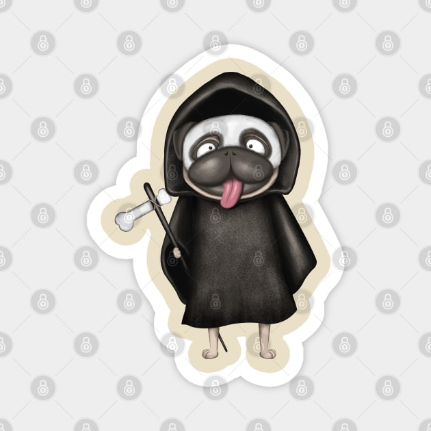 Funny Death Pug Magnet by Luna Illustration