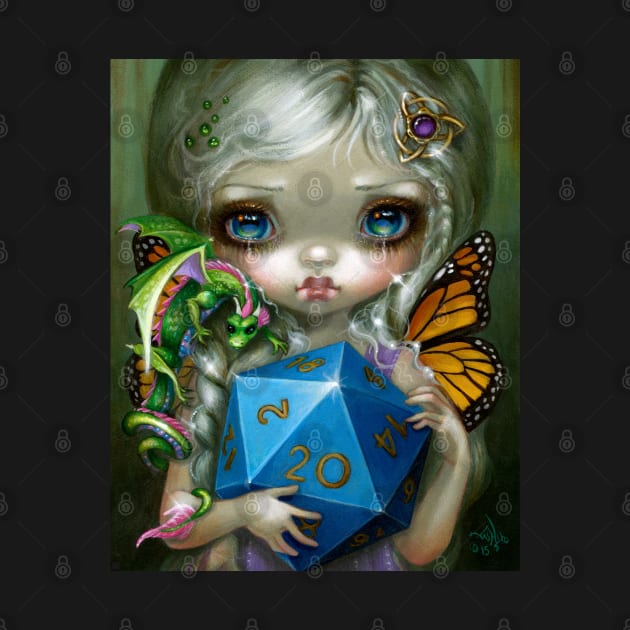 12 Sided Die Gamer Girl Fairy Dragon by Wanderer Bat