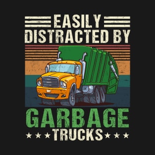 Easily Distracted by Garbage Trucks Funny for Boys T-Shirt